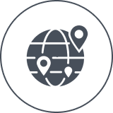 Globe icon with location markers on it.